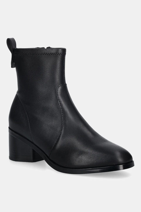 Tommy Hilfiger botki skórzane TH STRETCH LEATHER BOOTIE damskie kolor czarny na słupku FW0FW08860 - zdjęcie produktu nr 1