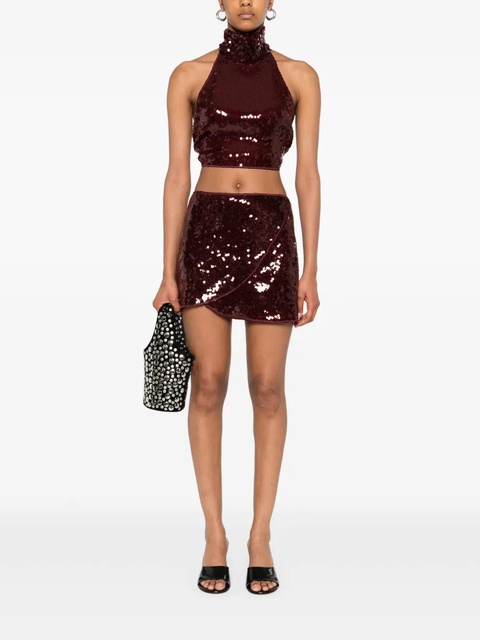 Oséree Marylin sequin halterneck crop top - Red - zdjęcie produktu nr 2