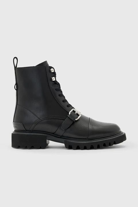 AllSaints workery skórzane Tori Boot damskie kolor czarny na płaskim obcasie W119FB - zdjęcie produktu nr 1