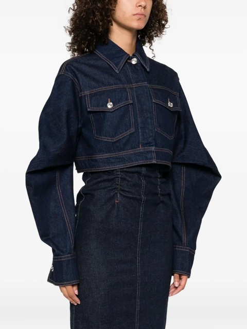 Sportmax curved-sleeve denim jacket - Blue - zdjęcie produktu nr 2
