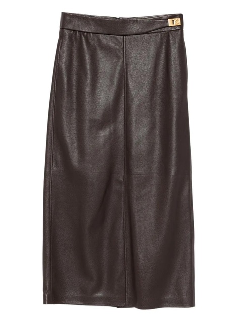 Ferragamo textured-leather buckled skirt - Brown - zdjęcie produktu nr 1