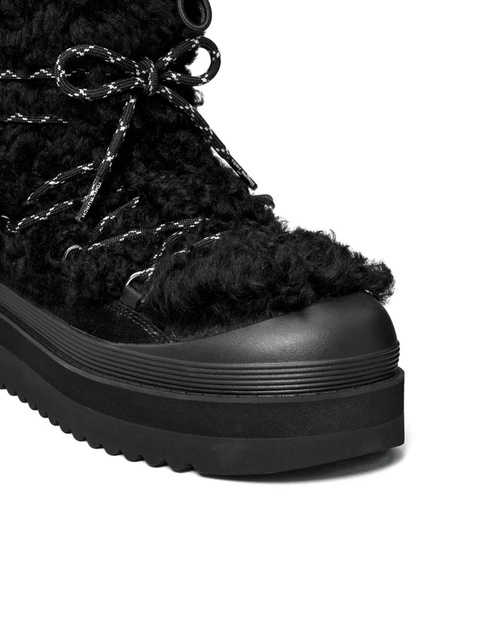 Tory Burch 40mm shearling lace-up mellow boots - Black - zdjęcie produktu nr 2