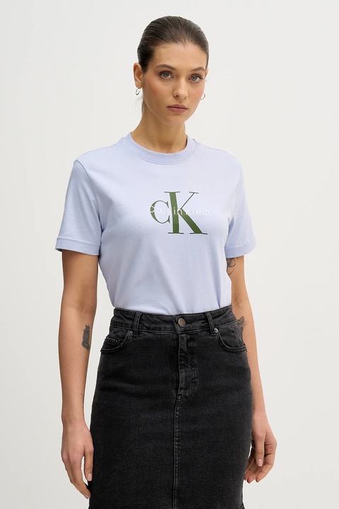 Calvin Klein Jeans t-shirt bawełniany damski kolor niebieski LV047B865G - zdjęcie produktu nr 1