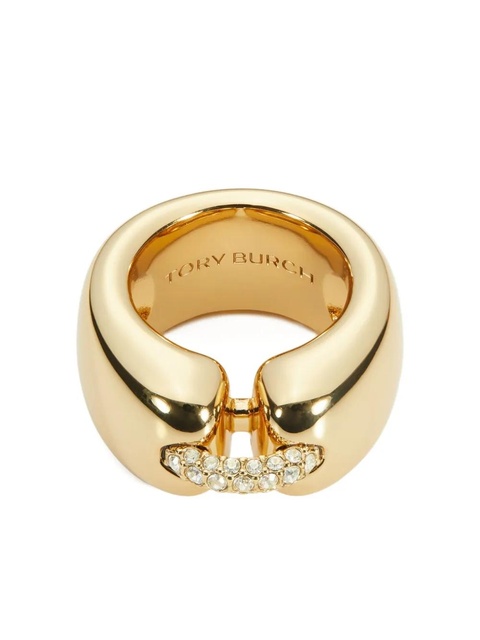 Tory Burch crystal-embellished gold ring - zdjęcie produktu nr 1
