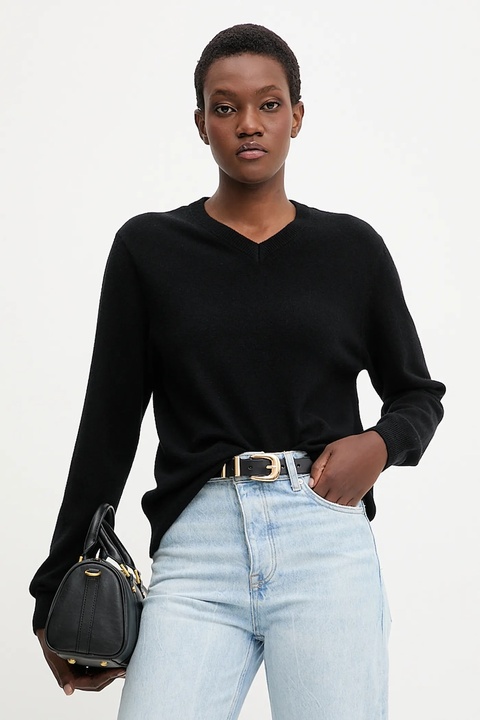 Answear.LAB sweter z wełny merino damski kolor czarny lekki - zdjęcie produktu nr 1