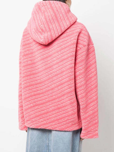 JW Anderson logo-embroidered fleece-textured hoodie - Pink - zdjęcie produktu nr 2