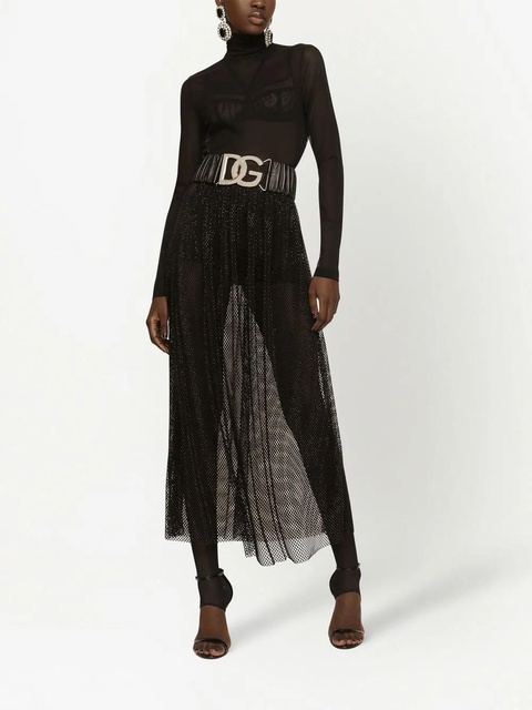 Dolce & Gabbana rhinestone-embellished mesh maxi skirt - Black - zdjęcie produktu nr 1