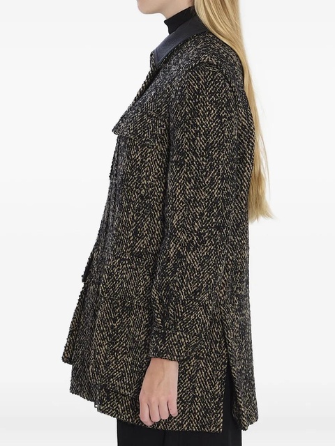 Max Mara Angio herringbone leather-collar jacket - Brown - zdjęcie produktu nr 2