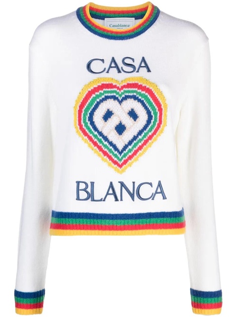 Casablanca Heart logo-intarsia bouclé jumper - White - zdjęcie produktu nr 1