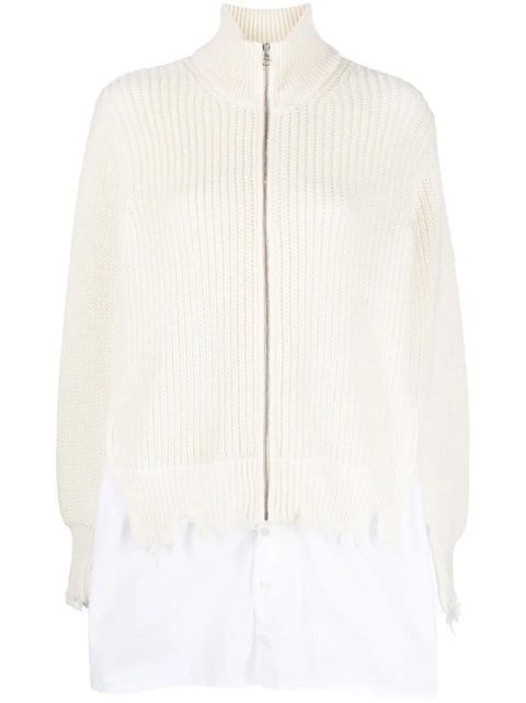 MM6 Maison Margiela distressed-finish shirt-underlayer jumper - White - zdjęcie produktu nr 1
