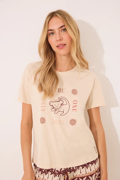women'secret piżama bawełniana The Lion King damska kolor beżowy bawełniana 3139893 - zdjęcie produktu nr 2