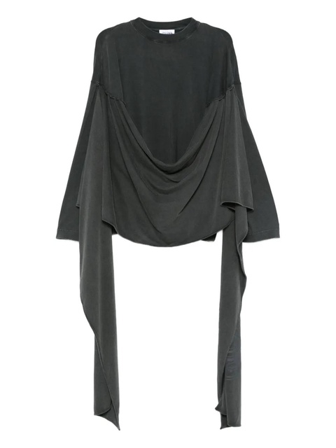 Jean Paul Gaultier draped-neckline long-sleeve top - Grey - zdjęcie produktu nr 1