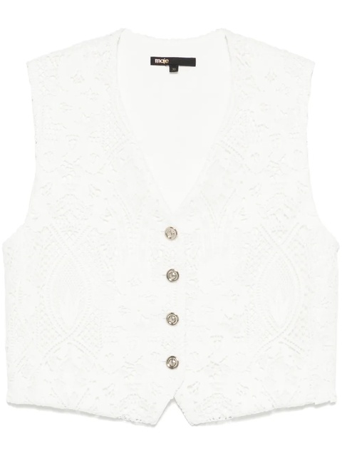 Maje floral-embroidered gilet - White - zdjęcie produktu nr 1