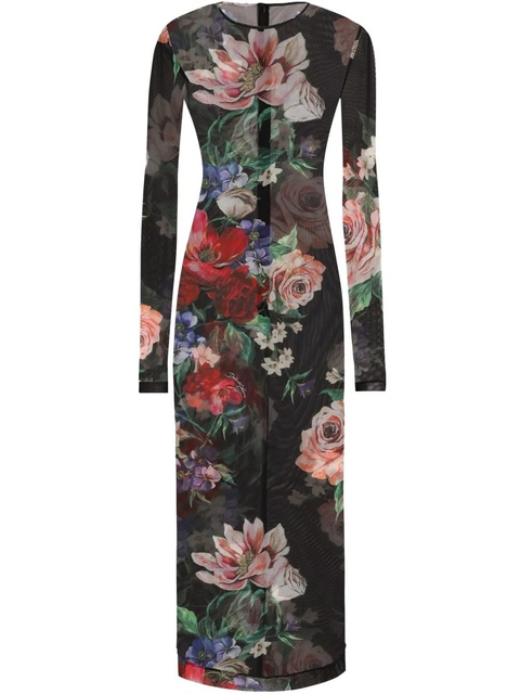 Dolce & Gabbana floral-print midi dress - Black - zdjęcie produktu nr 1