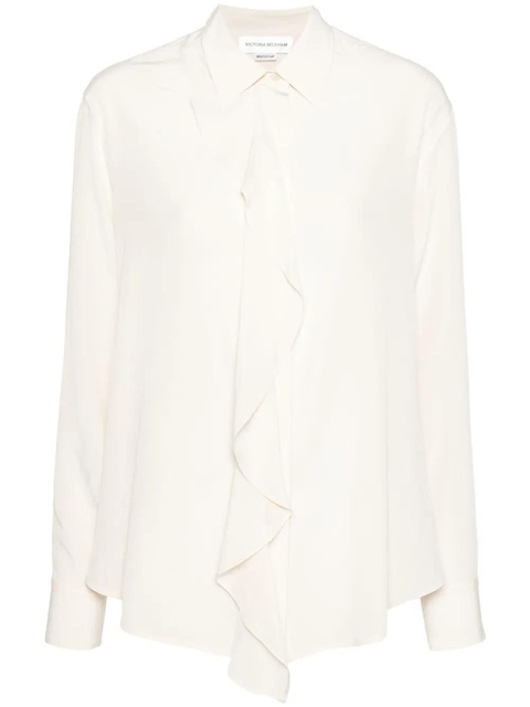 Victoria Beckham ruffle-detail silk blouse - Neutrals - zdjęcie produktu nr 1