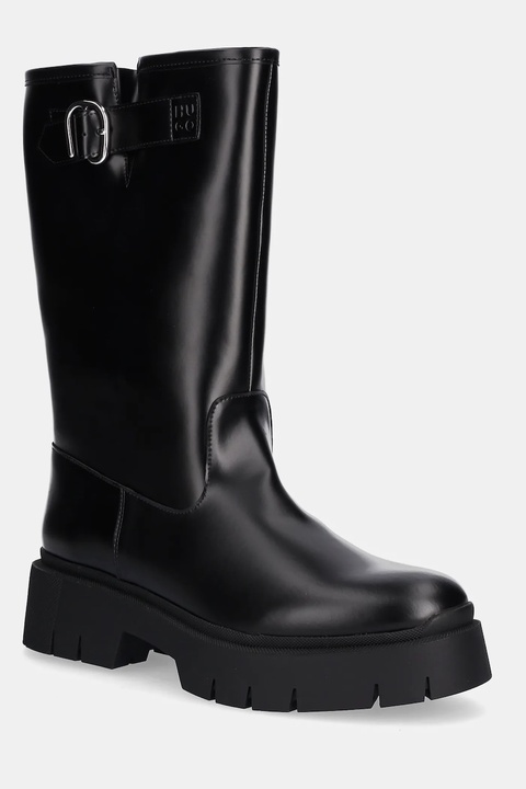 HUGO kozaki Kris damskie kolor czarny na płaskim obcasie 50552735 - zdjęcie produktu nr 1