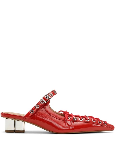GANNI laced leather mules - Red - zdjęcie produktu nr 1