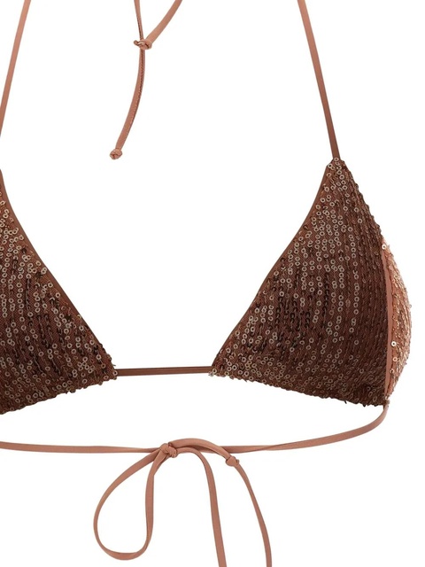 MC2 Saint Barth Leah sequined triangle bikini top - Brown - zdjęcie produktu nr 2