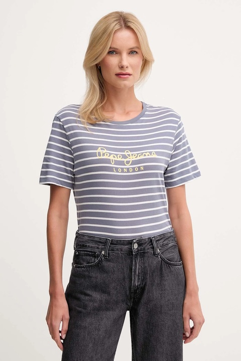 Pepe Jeans t-shirt bawełniany damski kolor niebieski PL5000032 - zdjęcie produktu nr 1