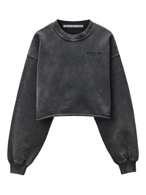 Alexander Wang embroidered-logo cropped sweatshirt - Grey - zdjęcie produktu nr 1