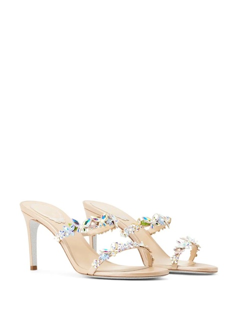 René Caovilla Bessie 80mm satin mules - Neutrals - zdjęcie produktu nr 2