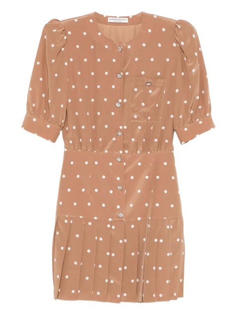 Alessandra Rich polka-dot pleated mini dress - Brown - zdjęcie produktu nr 1