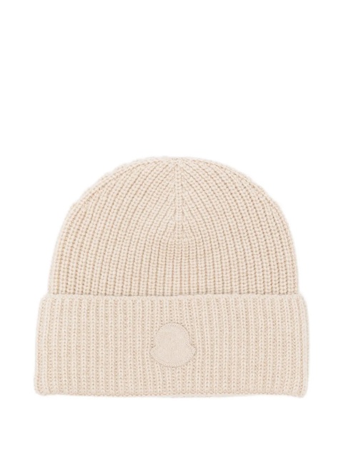 Moncler ribbed logo-patch beanie - Neutrals - zdjęcie produktu nr 2