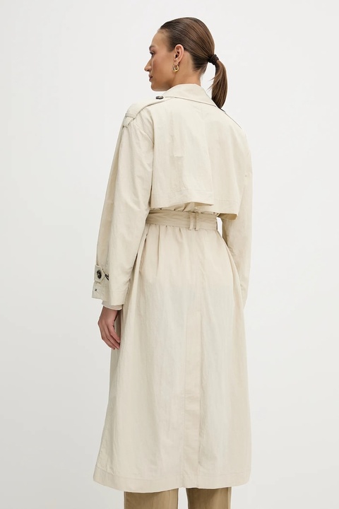 Tommy Hilfiger trencz damski kolor beżowy przejściowy oversize WW0WW45632 - zdjęcie produktu nr 2