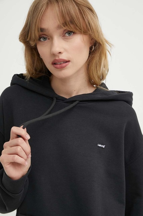 Levi's bluza damska kolor czarny z kapturem gładka A5943 - zdjęcie produktu nr 2