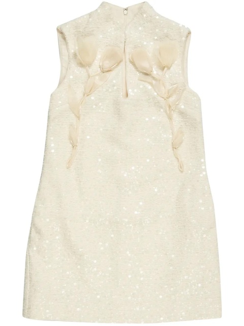 Self-Portrait bouclé flower-motif mini dress - Neutrals - zdjęcie produktu nr 1