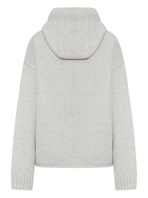 JW Anderson wool anchor-embroidery hoodie - Grey - zdjęcie produktu nr 2