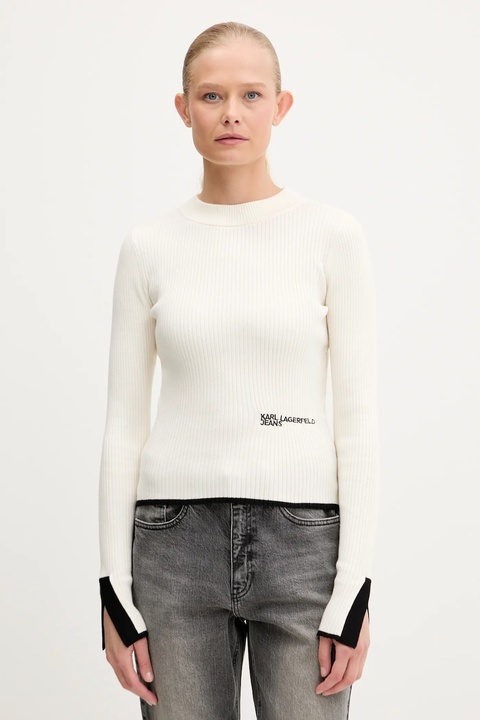 Karl Lagerfeld Jeans sweter damski kolor beżowy lekki A3W18006 - zdjęcie produktu nr 1