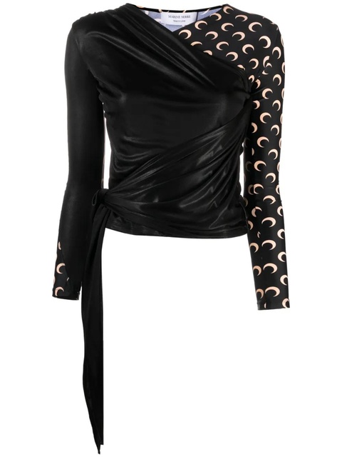 Marine Serre Regenerated crescent moon-print top - Black - zdjęcie produktu nr 1
