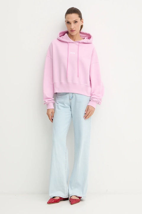 MSGM bluza bawełniana damska kolor różowy z kapturem gładka 3941MDM509.257799 - zdjęcie produktu nr 2