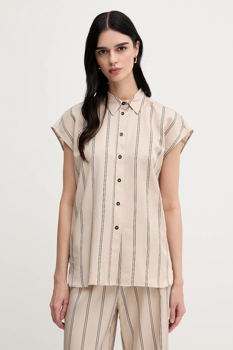 Marc Aurel koszula damska kolor beżowy regular z kołnierzykiem klasycznym 6302-1002-93421 - zdjęcie produktu nr 1