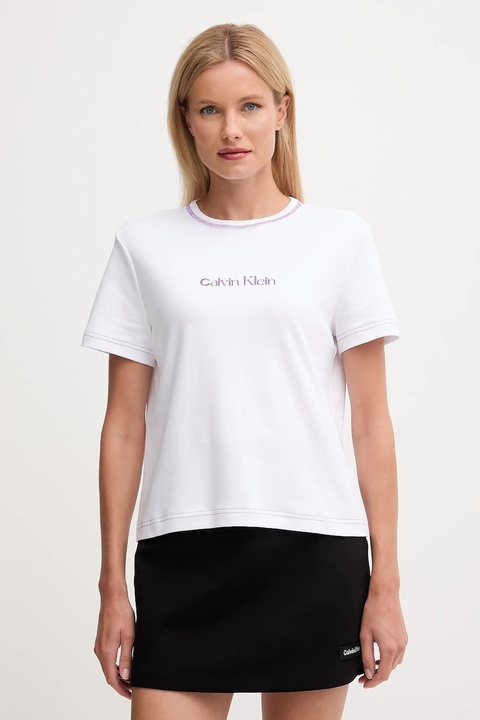 Calvin Klein Jeans t-shirt bawełniany damski kolor biały LV047D213G - zdjęcie produktu nr 1