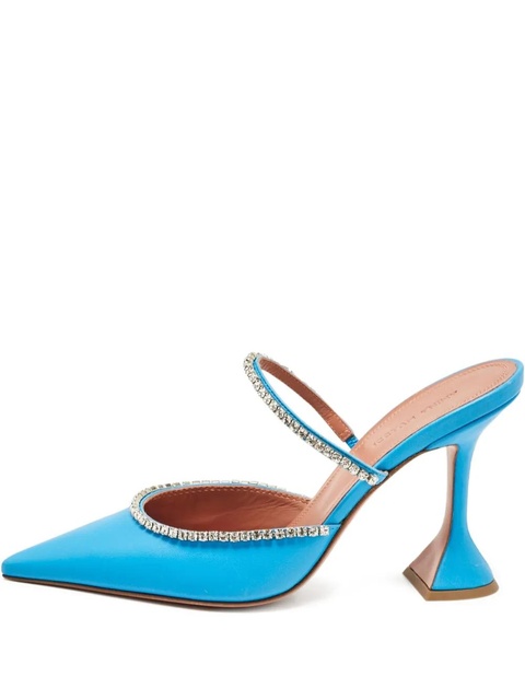 Amina Muaddi rhinestone-embellished pointed mules - Blue - zdjęcie produktu nr 1