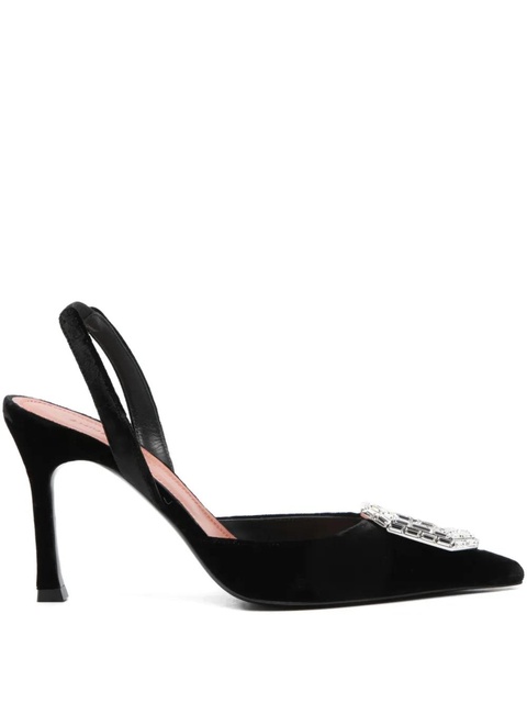 Amina Muaddi 90mm Camelia embellished-detail pumps - Black - zdjęcie produktu nr 1