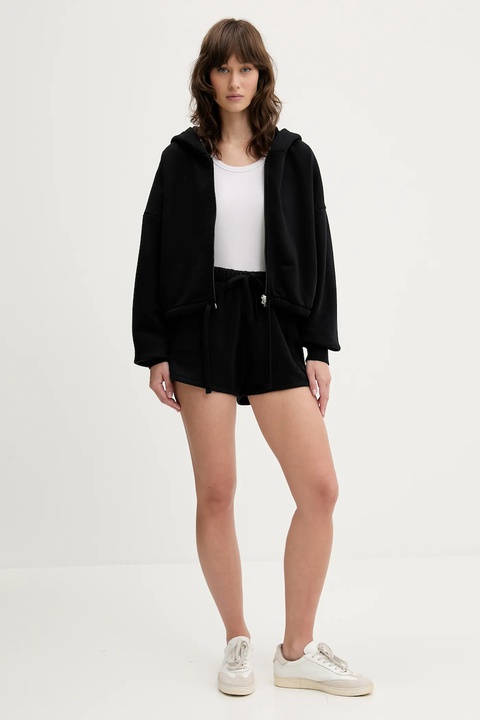 IRO szorty bawełniane damskie kolor czarny z aplikacją high waist WF30OCRESIA - zdjęcie produktu nr 1
