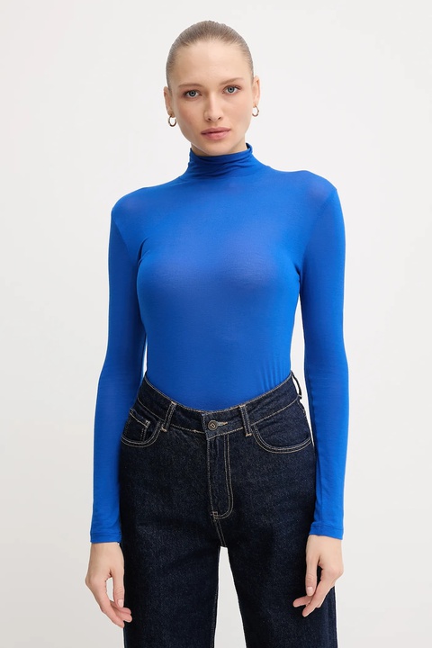 Tommy Hilfiger longsleeve kolor niebieski z półgolfem WW0WW48268 - zdjęcie produktu nr 1