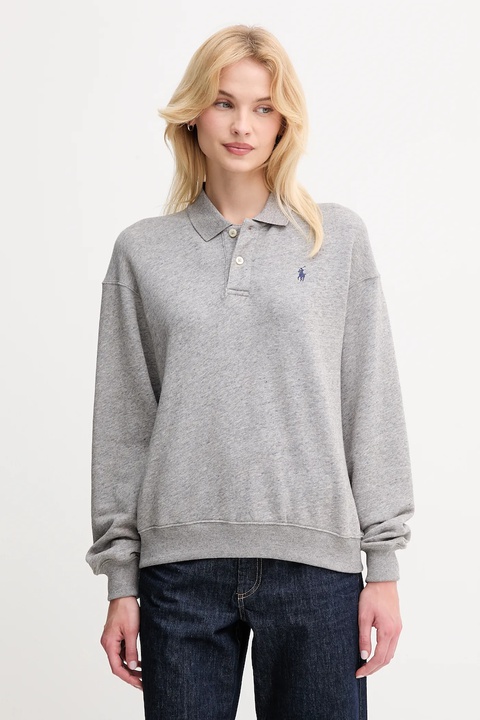 Polo Ralph Lauren bluza damska kolor szary gładka 211965097 - zdjęcie produktu nr 1