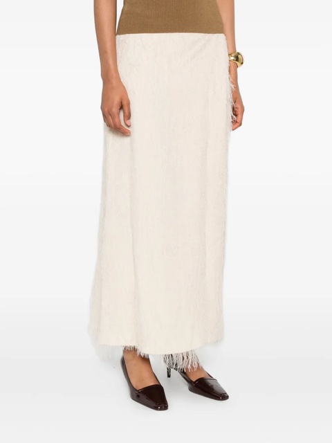 KHAITE frayed silk skirt - Neutrals - zdjęcie produktu nr 2