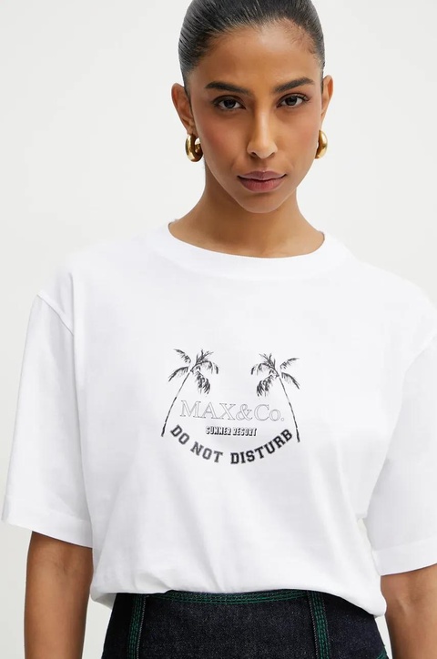 MAX&Co. t-shirt bawełniany damski kolor biały 2516941083200 - zdjęcie produktu nr 1