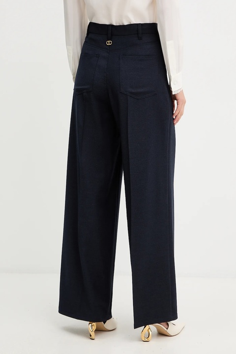 Twinset spodnie z dodatkiem wełny damskie kolor granatowy proste high waist 252TT212A - zdjęcie produktu nr 2