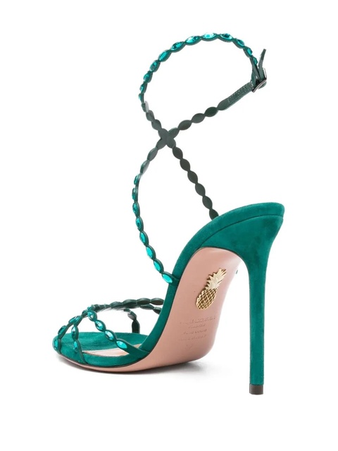 Aquazzura 110mm crystal-embellished slingback sandals - Green - zdjęcie produktu nr 2