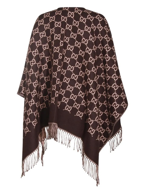Gucci GG-patterned fringed poncho - Brown - zdjęcie produktu nr 2