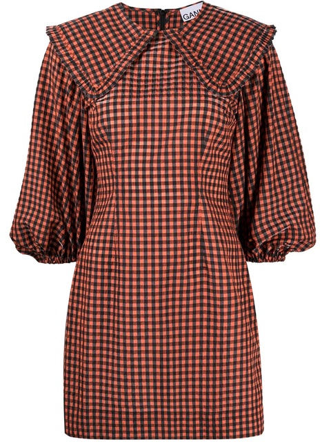GANNI seersucker check mini dress - Orange - zdjęcie produktu nr 1