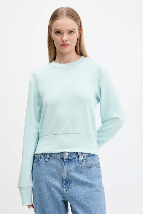 adidas bluza bawełniana All Szn French Terry damska kolor turkusowy gładka JV9820 - zdjęcie produktu nr 1