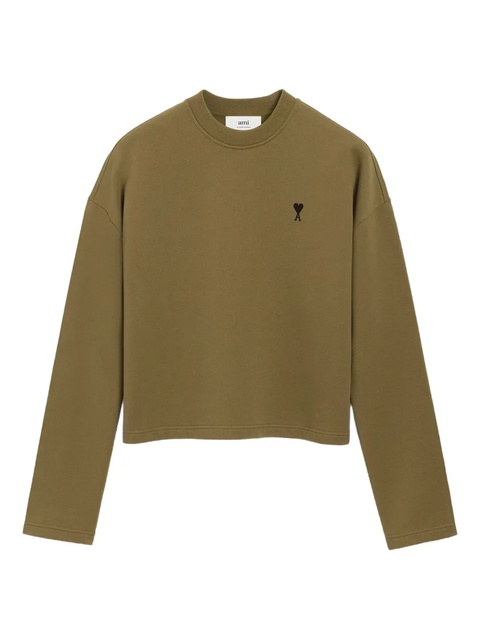 AMI Paris heart-embroidered cotton sweatshirt - Green - zdjęcie produktu nr 1