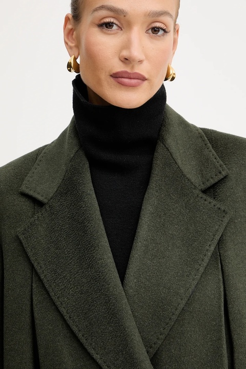 Weekend Max Mara płaszcz wełniany SMALTO kolor zielony 2525016026600 - zdjęcie produktu nr 1